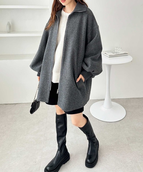 セール】配色リブ衿ミドルZIPコート（その他アウター）｜GeeRA（ジーラ