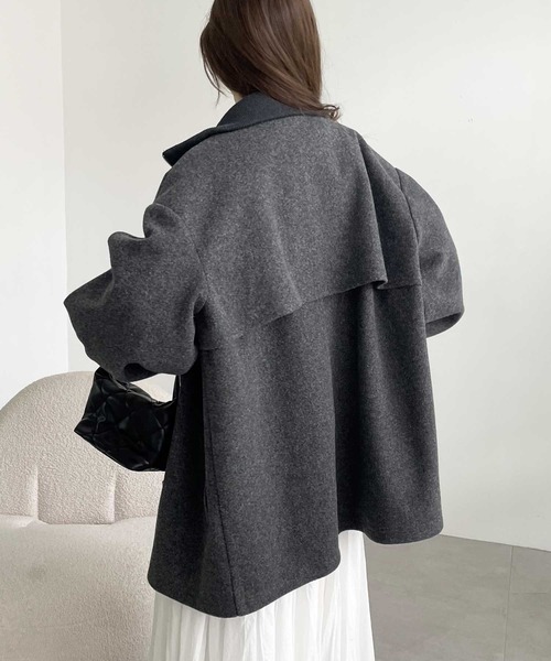 GeeRA（ジーラ）の「配色リブ衿ミドルZIPコート（その他アウター・レディース・アイボリー/チャコール・MEDIUM/LARGE）」の17枚目の写真