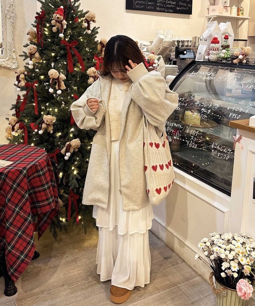 GeeRA（ジーラ）の「配色リブ衿ミドルZIPコート（その他アウター・レディース・アイボリー/チャコール・MEDIUM/LARGE）」の22枚目の写真