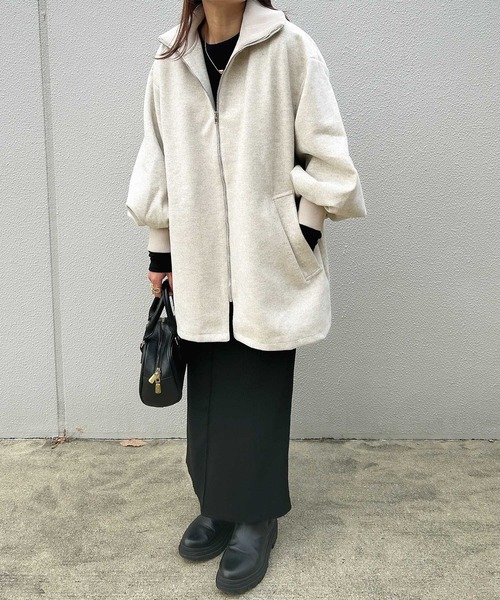 セール】配色リブ衿ミドルZIPコート（その他アウター）｜GeeRA（ジーラ