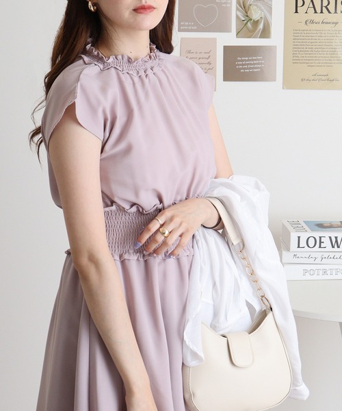 MARBLE WALTS(マーブルワルツ)の「MARBLE WALTZ ウエストシャーリングワンピース(ワンピース・レディース・グレイッシュベージュ/スモークピンク/モカ/ダークグリーン・M)」の4枚目の写真