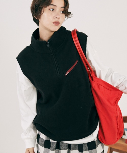 バイカラーハーフジップフリースベスト（ベスト）｜MERLOT
