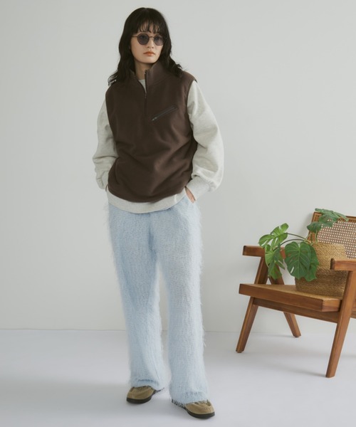 MERLOT（メルロー）の「バイカラーハーフジップフリースベスト（ベスト・レディース・ブラック/ブラウン・FREE）」の4枚目の写真