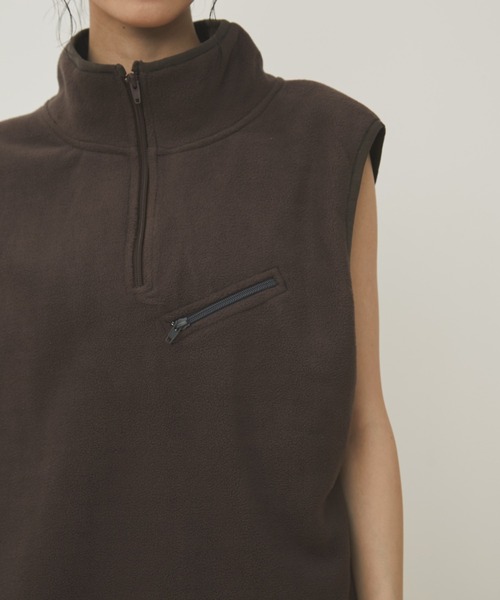 MERLOT（メルロー）の「バイカラーハーフジップフリースベスト（ベスト・レディース・ブラック/ブラウン・FREE）」の3枚目の写真