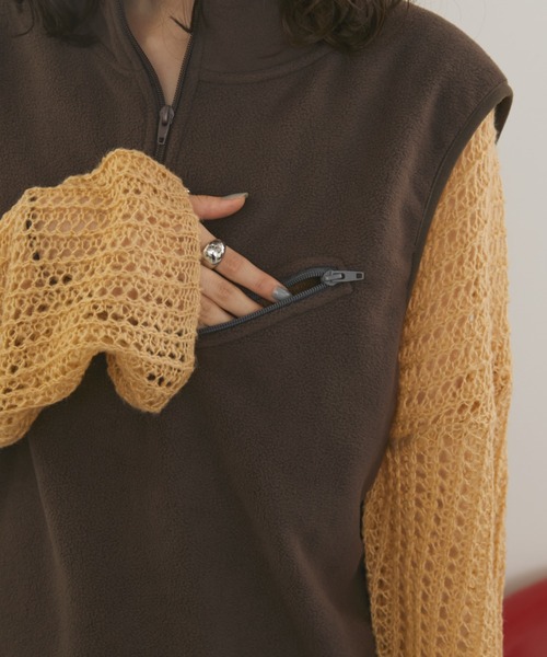 MERLOT（メルロー）の「バイカラーハーフジップフリースベスト（ベスト・レディース・ブラック/ブラウン・FREE）」の17枚目の写真