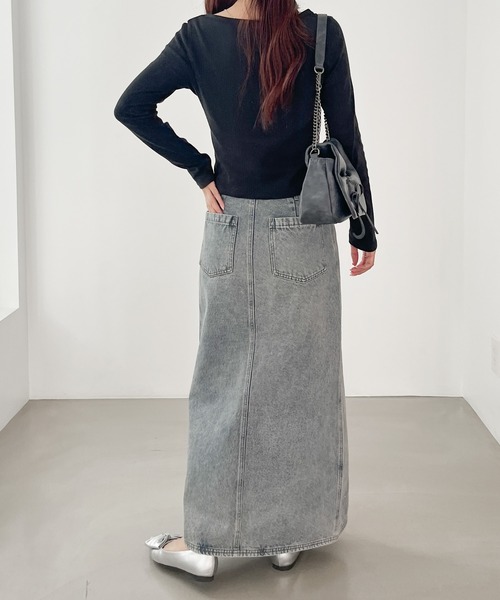 セール】ラインストーンDenimロングスカート 145374（デニム