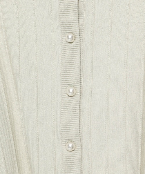 mysty woman（ミスティウーマン）の「パールボタンストライプカーディガン 149812（カーディガン/ボレロ・レディース・ブラック/グレイッシュベージュ/シルバーグレー/グリーン・FREE）」の6枚目の写真