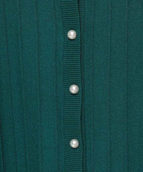 mysty woman（ミスティウーマン）の「パールボタンストライプカーディガン 149812（カーディガン/ボレロ・レディース・ブラック/グレイッシュベージュ/シルバーグレー/グリーン・FREE）」の8枚目の写真