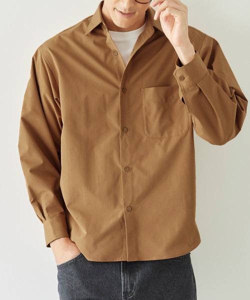 coca(coca)(コカ)の「メンズハリ感長袖シャツ(シャツ/ブラウス・メンズ・キャメル/ホワイト/グレイッシュベージュ/チャコール・L/M/XL)」の4枚目の写真