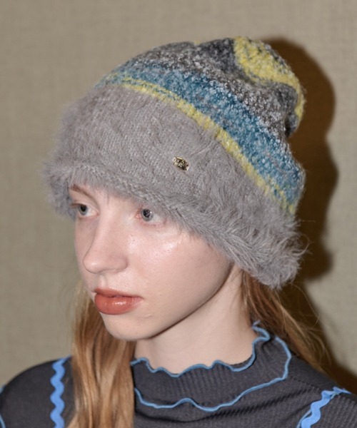 idem（イデム）の「mix color shaggy beanie / MIXカラーシャギービーニー（ニットキャップ/ビーニー・レディース・グレー/ブラウン・FREE）」の2枚目の写真