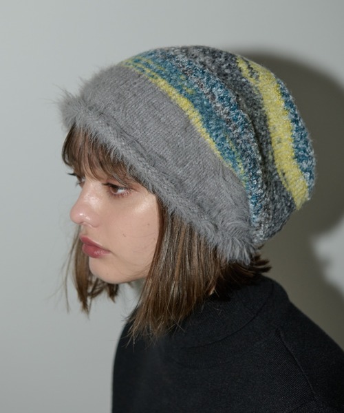 idem（イデム）の「mix color shaggy beanie / MIXカラーシャギービーニー（ニットキャップ/ビーニー・レディース・グレー/ブラウン・FREE）」の10枚目の写真