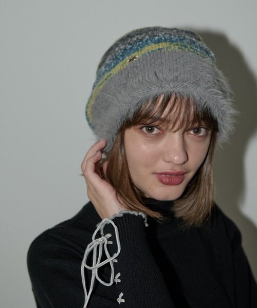 idem（イデム）の「mix color shaggy beanie / MIXカラーシャギービーニー（ニットキャップ/ビーニー・レディース・グレー/ブラウン・FREE）」の15枚目の写真