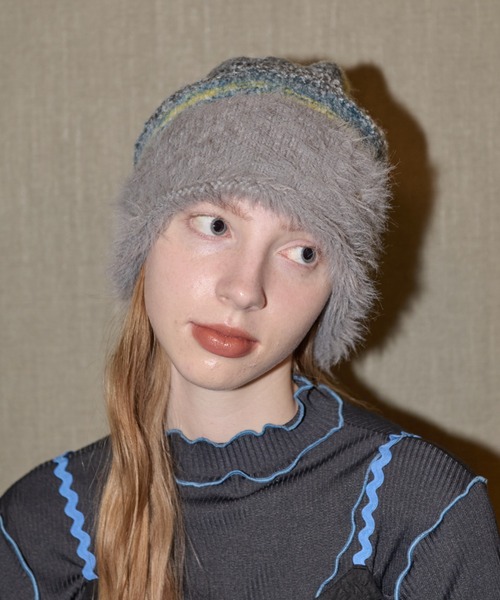 idem（イデム）の「mix color shaggy beanie / MIXカラーシャギービーニー（ニットキャップ/ビーニー・レディース・グレー/ブラウン・FREE）」の3枚目の写真