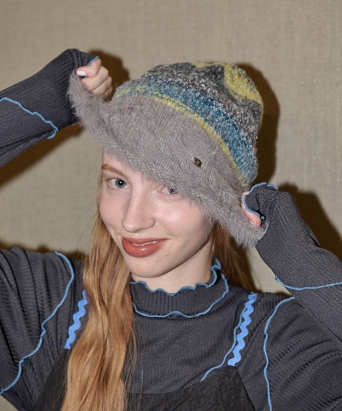 idem（イデム）の「mix color shaggy beanie / MIXカラーシャギービーニー（ニットキャップ/ビーニー・レディース・グレー/ブラウン・FREE）」の6枚目の写真