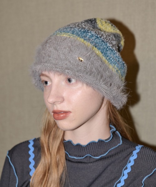 idem（イデム）の「mix color shaggy beanie / MIXカラーシャギービーニー（ニットキャップ/ビーニー・レディース・グレー/ブラウン・FREE）」の7枚目の写真