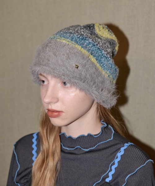 idem（イデム）の「mix color shaggy beanie / MIXカラーシャギービーニー（ニットキャップ/ビーニー・レディース・グレー/ブラウン・FREE）」の8枚目の写真