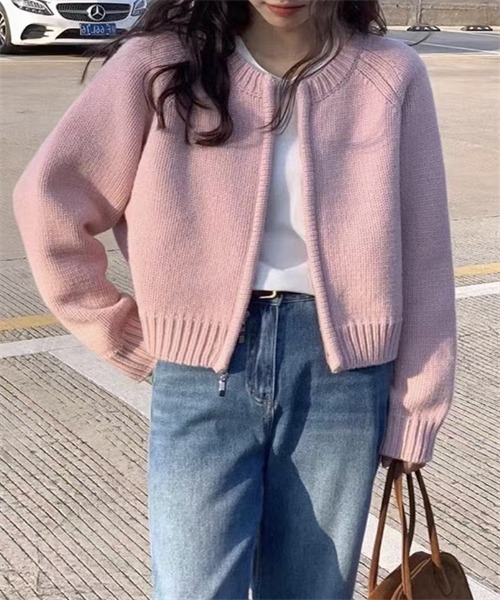 FREE STYLISTS(フリー スタイリスト)の「ダブルジップ ニットカーディガン(カーディガン/ボレロ・レディース・グリーン/ピンク/ボルドー/オレンジ/グレー/ブルー/アイボリー/ブラック・FREE)」の6枚目の写真