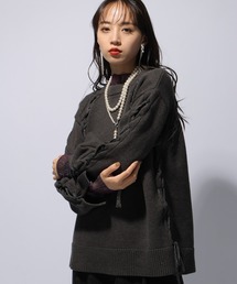 HARE | レースアップミドルニット(HARE)(ニット/セーター)