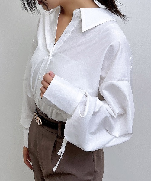 INGNI（イング）の「バックドロストシャツ（シャツ/ブラウス・レディース・ブルー/オフホワイト/ブラック・M）」の7枚目の写真