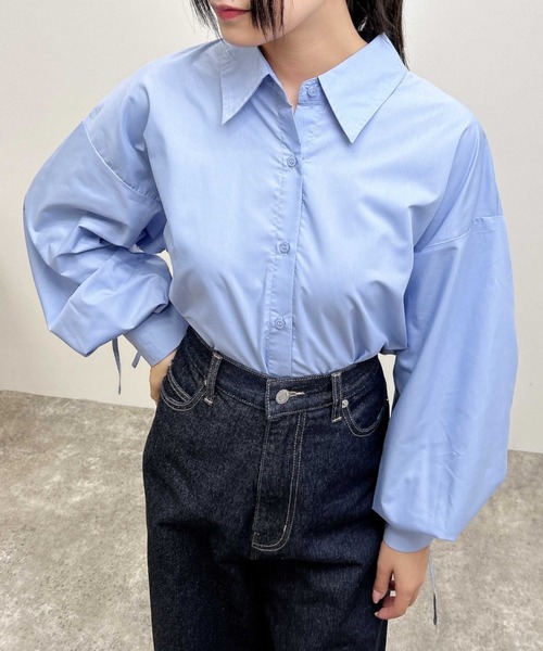 INGNI（イング）の「バックドロストシャツ（シャツ/ブラウス・レディース・ブルー/オフホワイト/ブラック・M）」の18枚目の写真