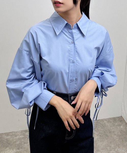 INGNI（イング）の「バックドロストシャツ（シャツ/ブラウス・レディース・ブルー/オフホワイト/ブラック・M）」の19枚目の写真