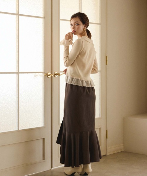 fifth（フィフス）の「シアーフリルリボンカーディガン（カーディガン/ボレロ・レディース・ブラック/ホワイト/ベージュ・M）」の12枚目の写真