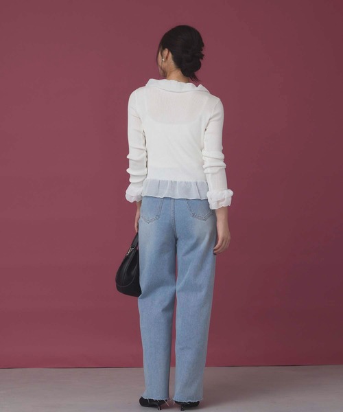 fifth（フィフス）の「シアーフリルリボンカーディガン（カーディガン/ボレロ・レディース・ブラック/ホワイト/ベージュ・M）」の9枚目の写真