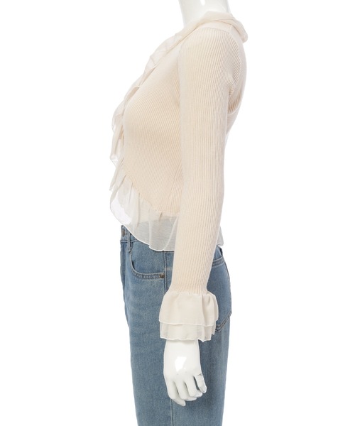 fifth（フィフス）の「シアーフリルリボンカーディガン（カーディガン/ボレロ・レディース・ブラック/ホワイト/ベージュ・M）」の20枚目の写真