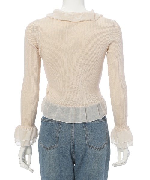 fifth（フィフス）の「シアーフリルリボンカーディガン（カーディガン/ボレロ・レディース・ブラック/ホワイト/ベージュ・M）」の21枚目の写真