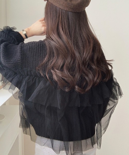 LAUIR(ラウアー)の「チュールドッキングニット(ニット/セーター・レディース・ブラック/アイボリー/チャコール・MEDIUM/LARGE)」の13枚目の写真