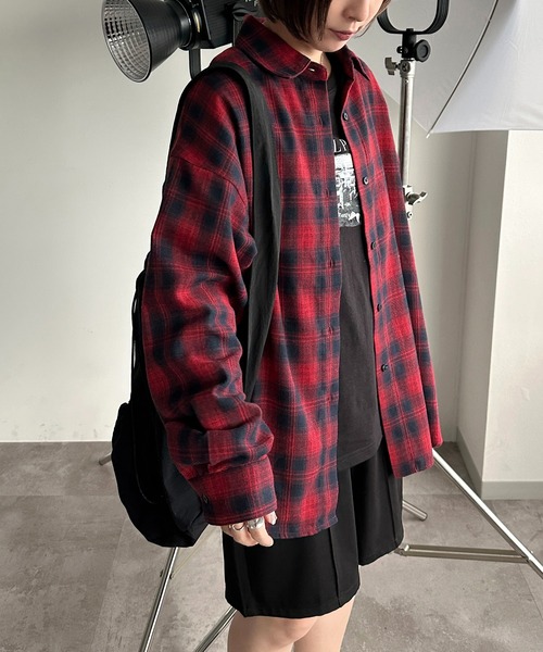 apres jour mignon（アプレジュールミニョン）の「チェックBIGシャツ【ZOZOTOWN限定アイテム】（シャツ/ブラウス・レディース・レッド/ブラック/ブラウン系その他/ネイビー/カーキ・フリー/X-LARGE）」の5枚目の写真