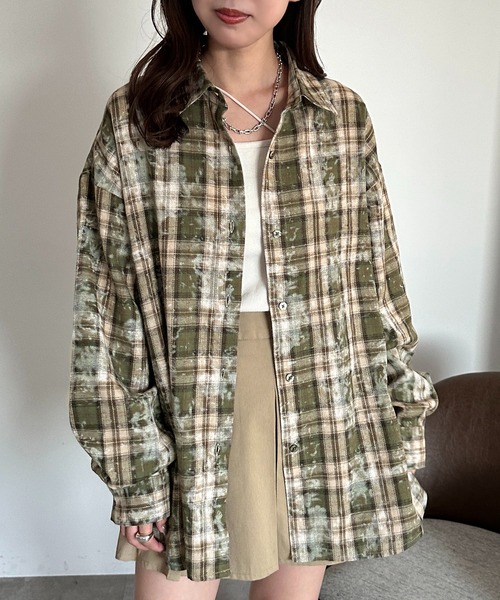 apres jour mignon（アプレジュールミニョン）の「チェックBIGシャツ【ZOZOTOWN限定アイテム】（シャツ/ブラウス・レディース・レッド/ブラック/ブラウン系その他/ネイビー/カーキ・フリー/X-LARGE）」の3枚目の写真