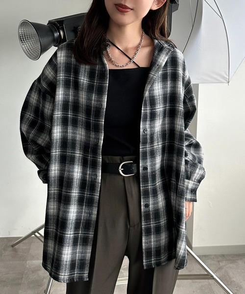 apres jour mignon（アプレジュールミニョン）の「チェックBIGシャツ【ZOZOTOWN限定アイテム】（シャツ/ブラウス・レディース・レッド/ブラック/ブラウン系その他/ネイビー/カーキ・フリー/X-LARGE）」の19枚目の写真