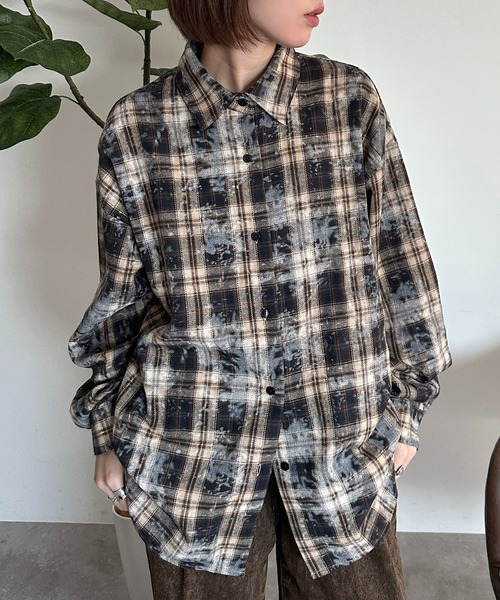 apres jour mignon（アプレジュールミニョン）の「チェックBIGシャツ【ZOZOTOWN限定アイテム】（シャツ/ブラウス・レディース・レッド/ブラック/ブラウン系その他/ネイビー/カーキ・フリー/X-LARGE）」の9枚目の写真