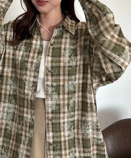 apres jour mignon（アプレジュールミニョン）の「チェックBIGシャツ【ZOZOTOWN限定アイテム】（シャツ/ブラウス・レディース・レッド/ブラック/ブラウン系その他/ネイビー/カーキ・フリー/X-LARGE）」の15枚目の写真