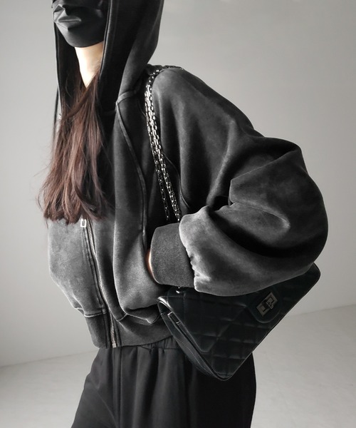 パーカー 「 ２color 」ピグメントヴィンテージショートジップパーカー ／ pigment vintage short zip hoodie レデ me+em select パーカー 「 2color 」ピグメントヴィンテージ