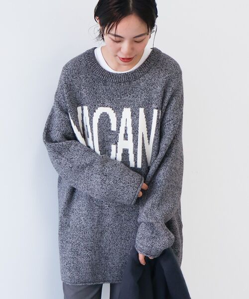 AMERICAN HOLIC(アメリカンホリック)の「バイパチVACANTロングニットプルオーバー(チュニック・レディース・ブラック/杢グレー・FREE)」の20枚目の写真