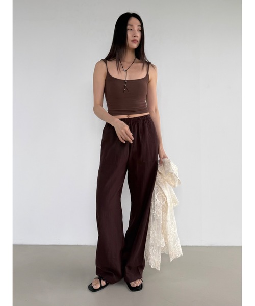 Didot.showroom(ディドット ショールーム)の「バンディングリネンワイドパンツ(その他パンツ・レディース・ブラウン/ダークネイビー/カーキ・FREE)」の4枚目の写真