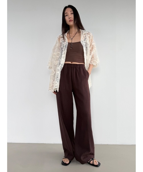 Didot.showroom(ディドット ショールーム)の「バンディングリネンワイドパンツ(その他パンツ・レディース・ブラウン/ダークネイビー/カーキ・FREE)」の11枚目の写真