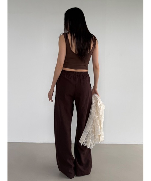 Didot.showroom(ディドット ショールーム)の「バンディングリネンワイドパンツ(その他パンツ・レディース・ブラウン/ダークネイビー/カーキ・FREE)」の6枚目の写真