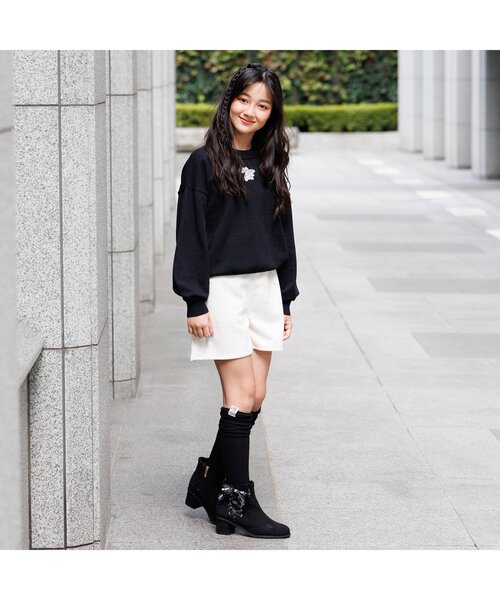 algy(アルジー)の「シアー切り替えニーハイソックス(ソックス/靴下・キッズ・ブラック/オフホワイト・21/24)」の11枚目の写真