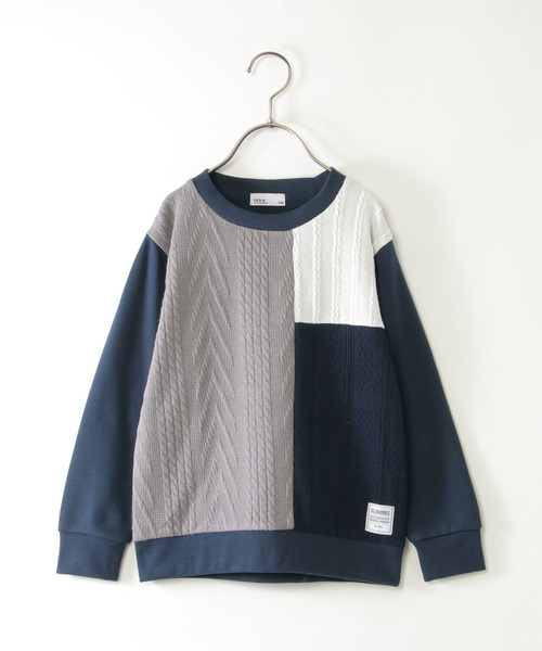 ikka(イッカ)の「ニットソーブロックストレーナー(120~160cm)(スウェット・キッズ・その他/ネイビー・130/140/150/160/120)」の3枚目の写真