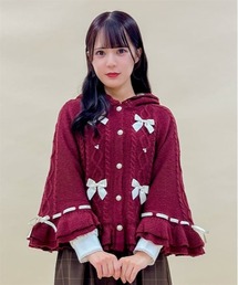 axes femme POETIQUE | リボン裏ボアニットケープ(ポンチョ)