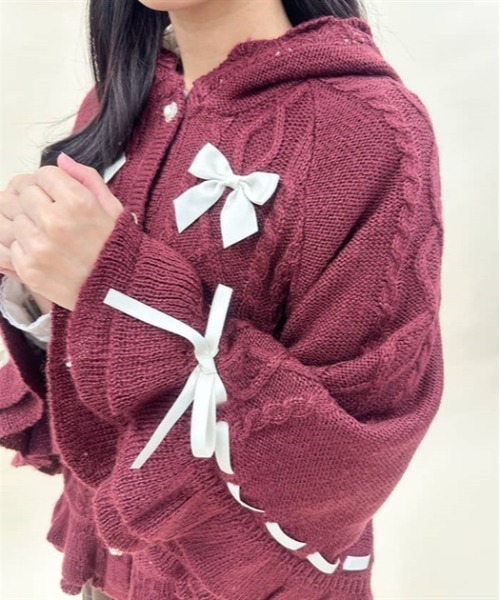 アクシーズファム　裏ボアニットケープポンチョ【M】防寒　フェミニン　ガーリー　冬 axes femme POETIQUE（アクシーズファムポエティック）の