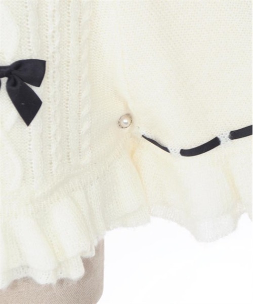 axes femme POETIQUE（アクシーズファムポエティック）の「リボン裏ボアニットケープ（ポンチョ・レディース・キナリ/ワイン/ブルー・MEDIUM）」の20枚目の写真