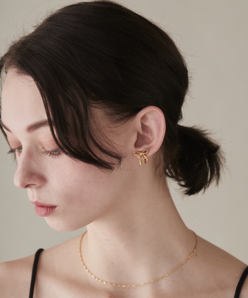 ciite' surgical stainless（シーテサージカルステンレス）の「【 金属アレルギー対応 】 リボンイヤリング サージカルステンレス   (両耳用)（イヤリング・レディース・シルバー/ゴールド・FREE）」の10枚目の写真