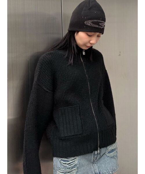 EMODA（エモダ）の「【WEB限定】ルーズハイネックリブニット（カーディガン/ボレロ・レディース・ミント/アイボリー/グレー/ブラック・FREE）」の3枚目の写真