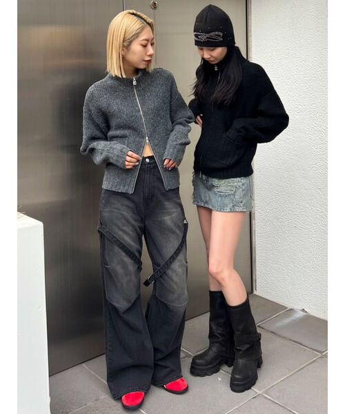 EMODA（エモダ）の「【WEB限定】ルーズハイネックリブニット（カーディガン/ボレロ・レディース・ミント/アイボリー/グレー/ブラック・FREE）」の6枚目の写真