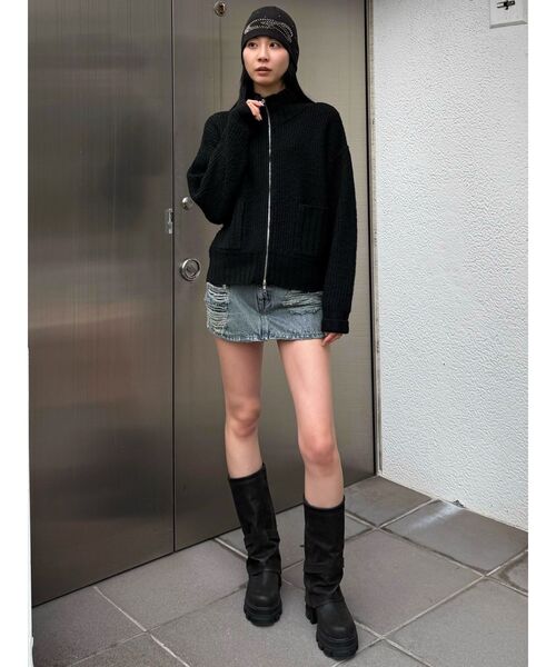 EMODA（エモダ）の「【WEB限定】ルーズハイネックリブニット（カーディガン/ボレロ・レディース・ミント/アイボリー/グレー/ブラック・FREE）」の9枚目の写真