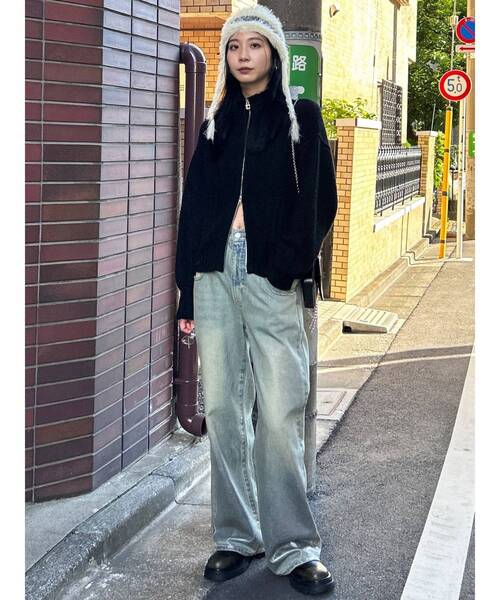 EMODA（エモダ）の「【WEB限定】ルーズハイネックリブニット（カーディガン/ボレロ・レディース・ミント/アイボリー/グレー/ブラック・FREE）」の12枚目の写真